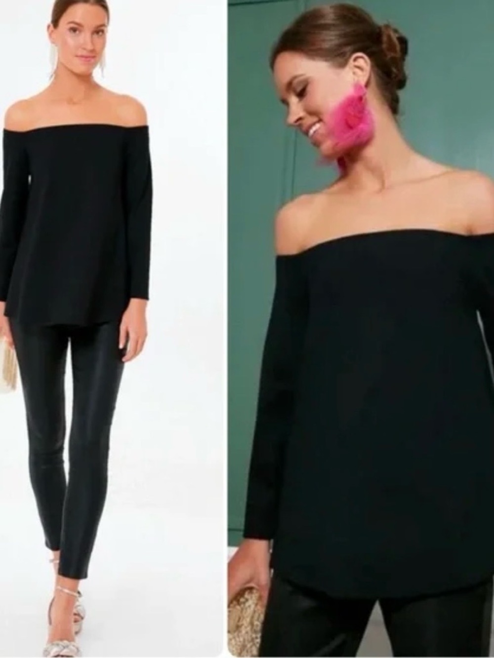 Tuckernuck Black Off-the-Shoulder Long-Sleeve Top